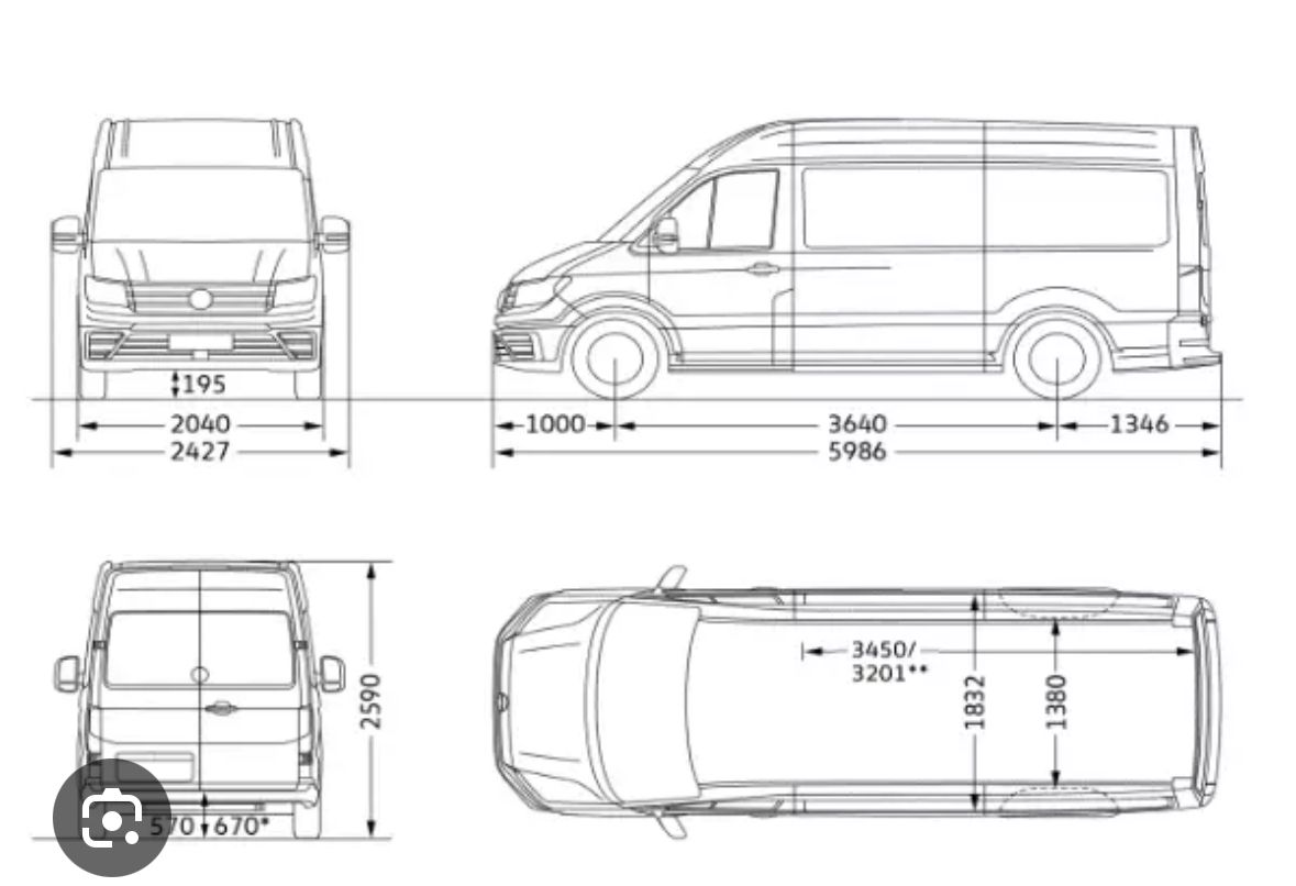 Lieferwagen Innen- und Außenmaße